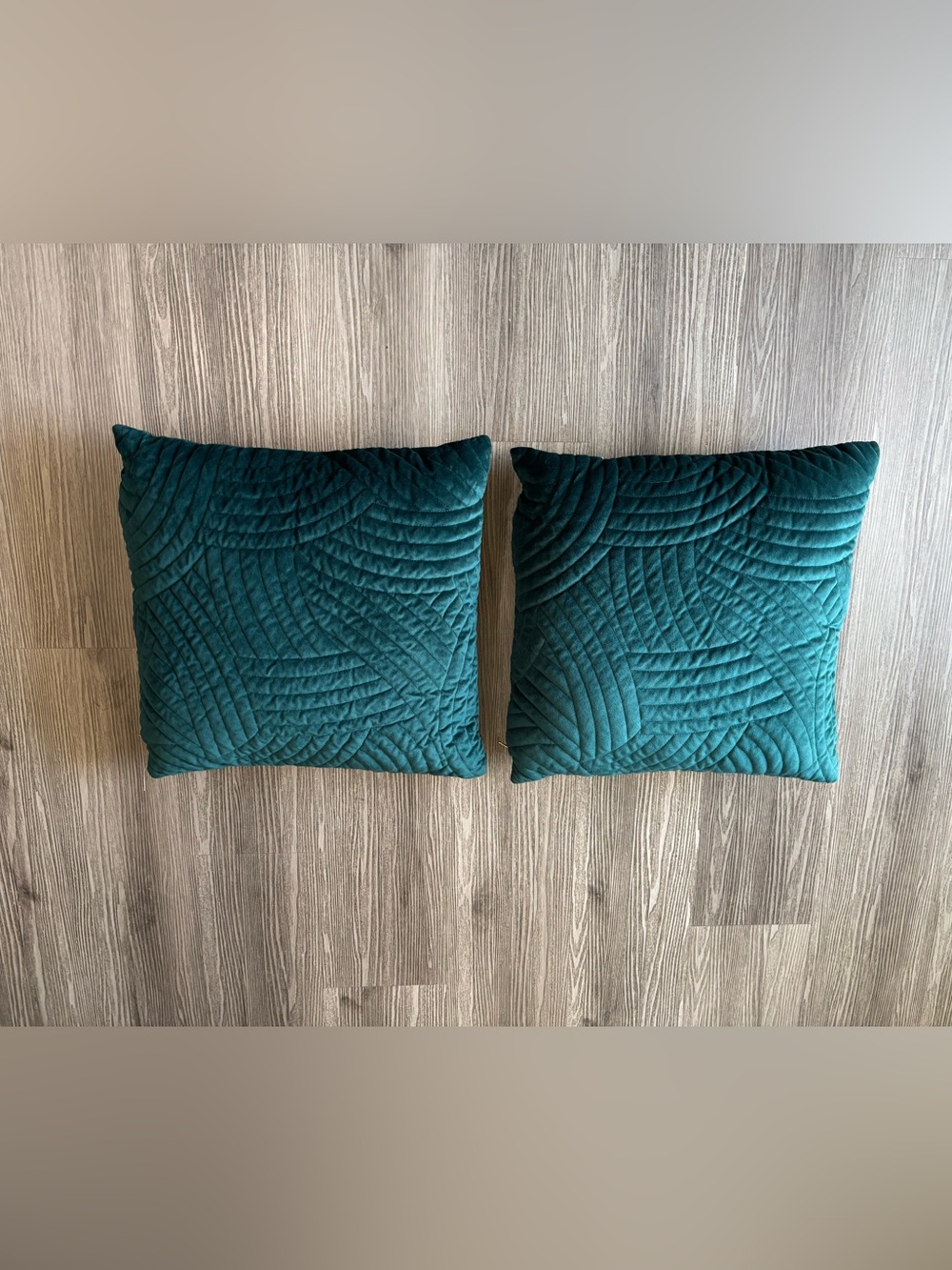 World Market Teal Quilted Velvet Throw Pillow Set of 2